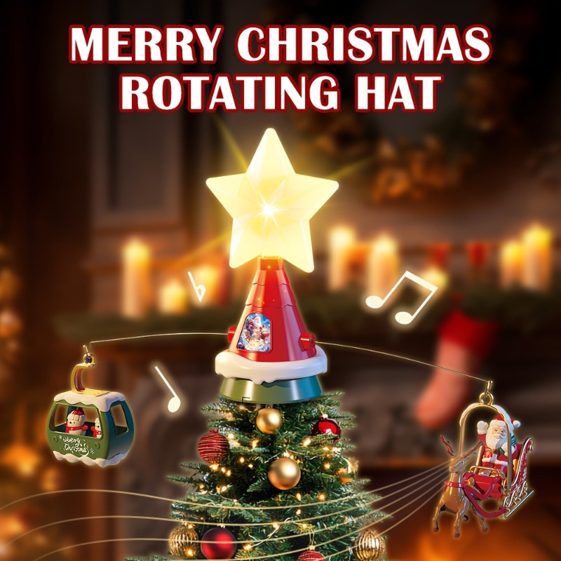 Outdoor Power For Christmas Lights - Rotierendes Karussell mit Weihnachtsbaumspitze und Musik
