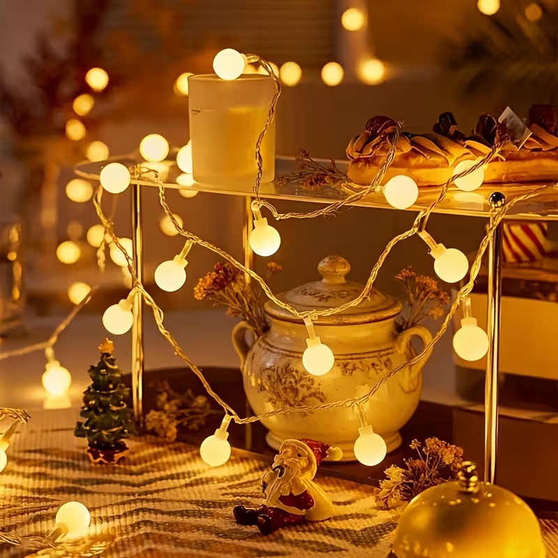 Outdoor Power For Christmas Lights - 10M USB/Batteriebetriebene Kugel-LED-Lichterkette, Girlande für Außenbereich,