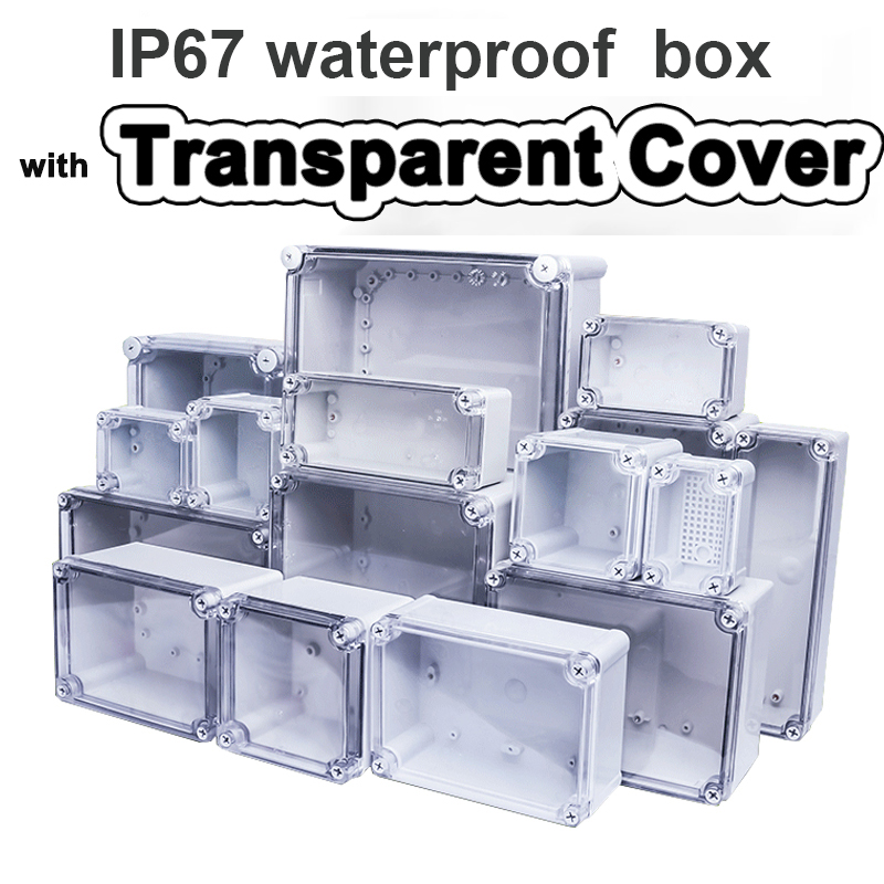 Outdoor Power Supply Box - Transparente wasserdichte F-Typ-Box. Überwachungskasten für den