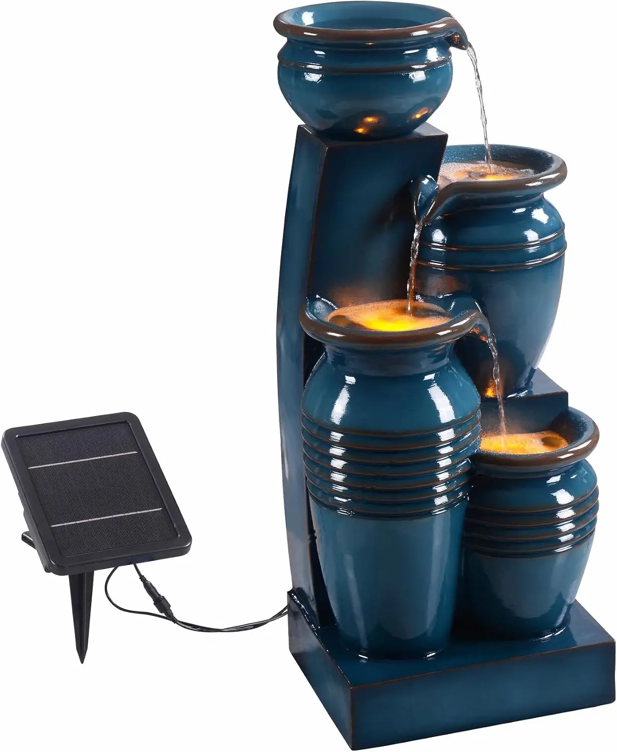 Outdoor Power Source - 28,7 Zoll großer, 4-stufiger, kaskadenförmiger Solar-Wasserbrunnen