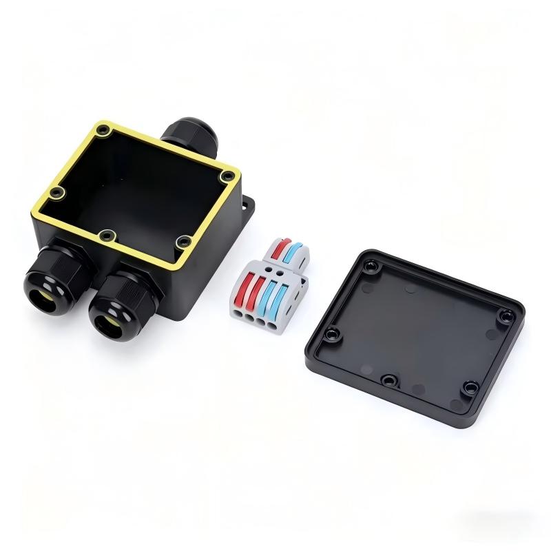 Outdoor Power Outlet Box - Wasserdichte Anschlussdose IP68 2-Wege-Steckverbinder M20 Koaxialkabel-Anschluss