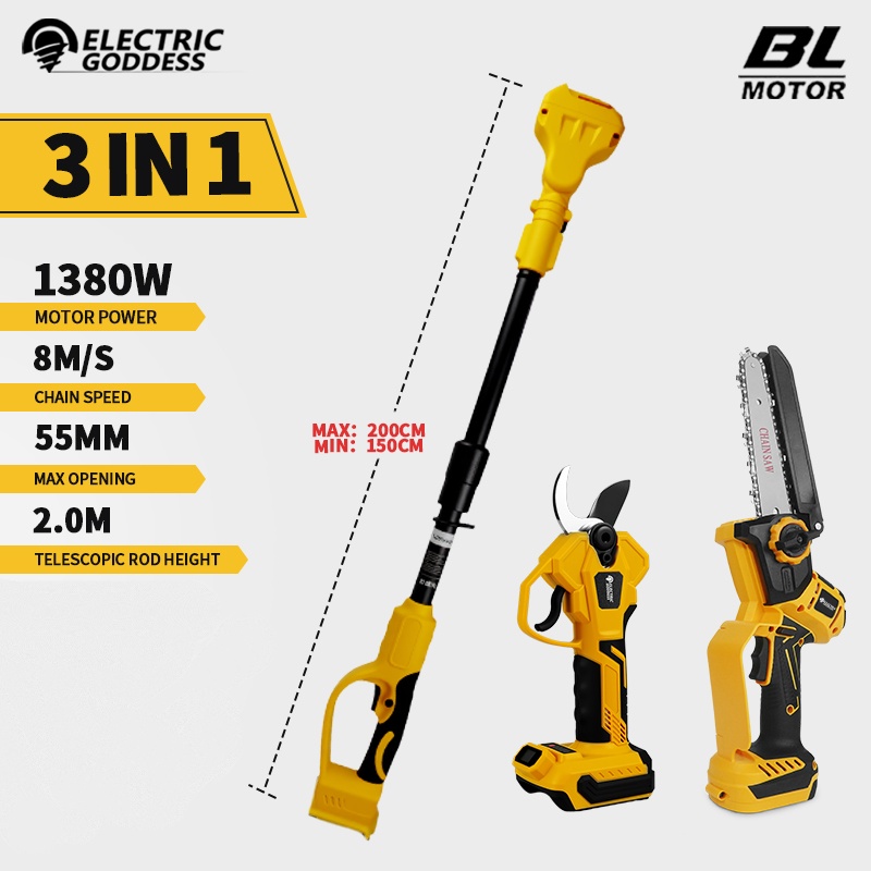 Garden Shredder Chipper - Bürstenlose 6 Zoll Elektrische Kettensäge Teleskopstange