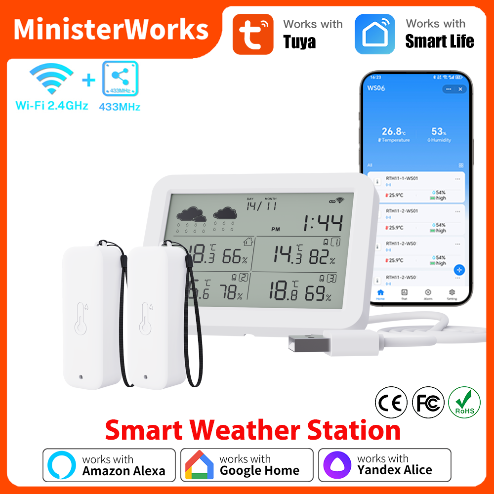 Outdoor Power Tower - Tuya WiFi-Wetterstation RF433 Drahtloser Temperatur- und