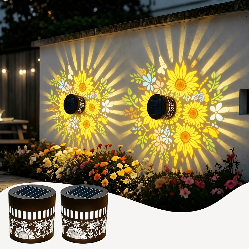 Outdoor Power Tower - 2er-Pack Solar-Zaunleuchten, Solar-Außenleuchten aus Metall für