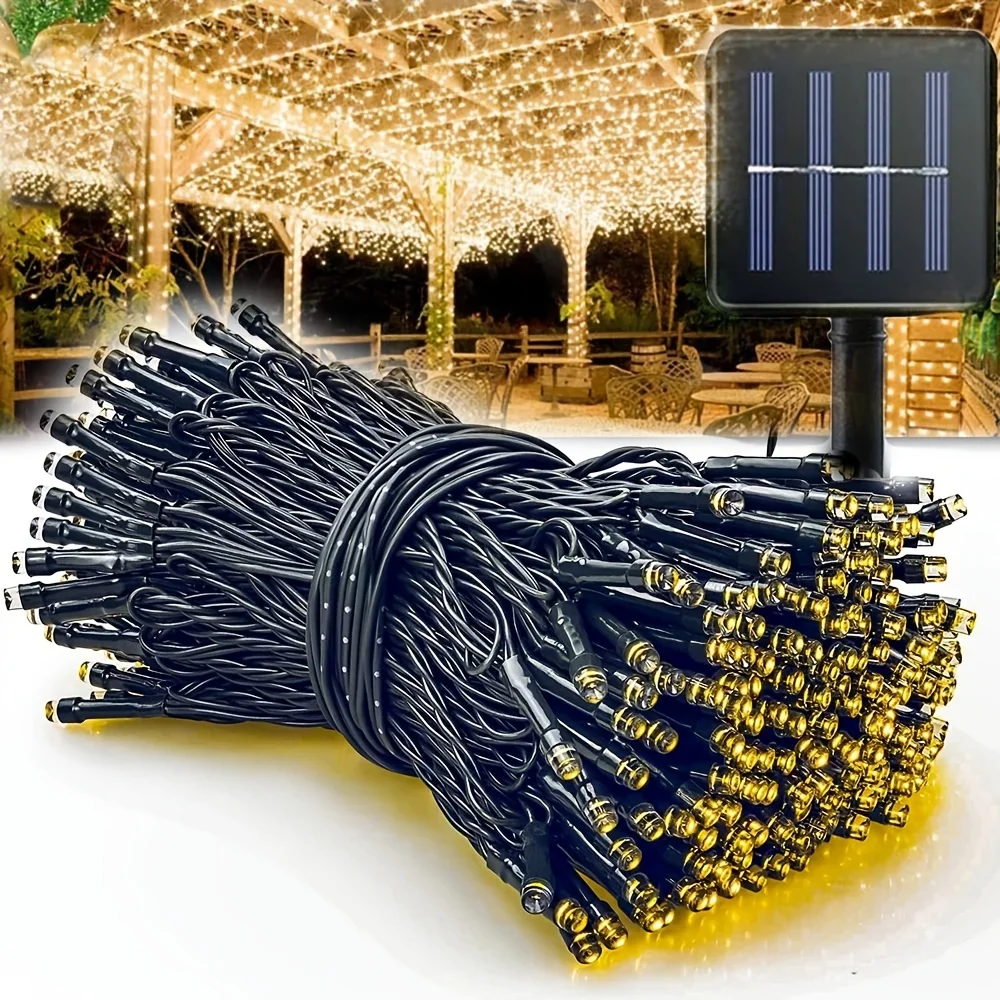 Outdoor Power For Christmas Lights - Solarbetriebene Außenlichterkette, 100 LEDs, 8 Modi,