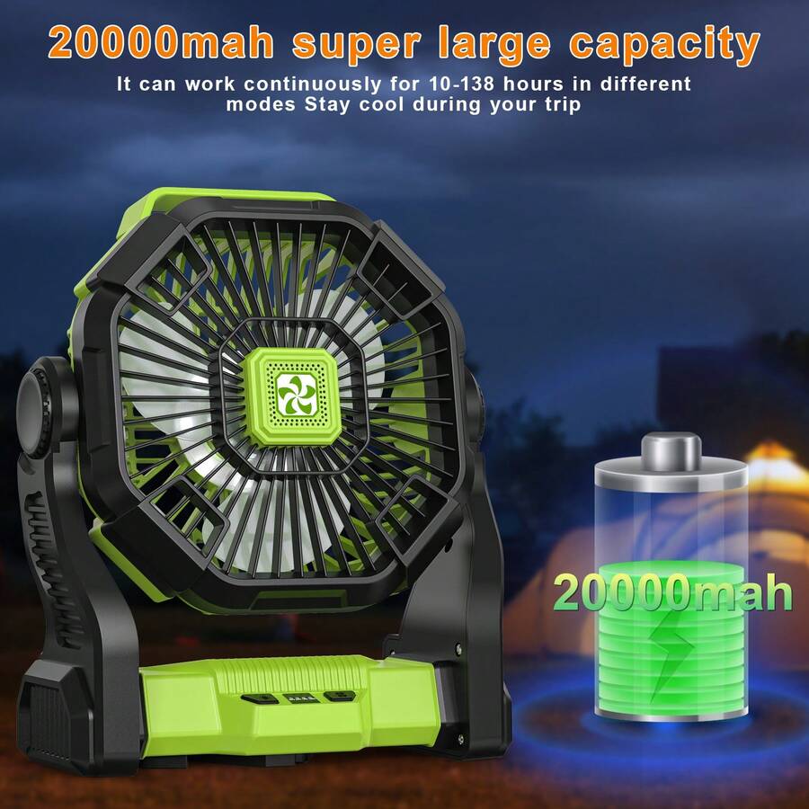 Outdoor Power With Timer - 20000 mAh tragbarer batteriebetriebener Ventilator mit