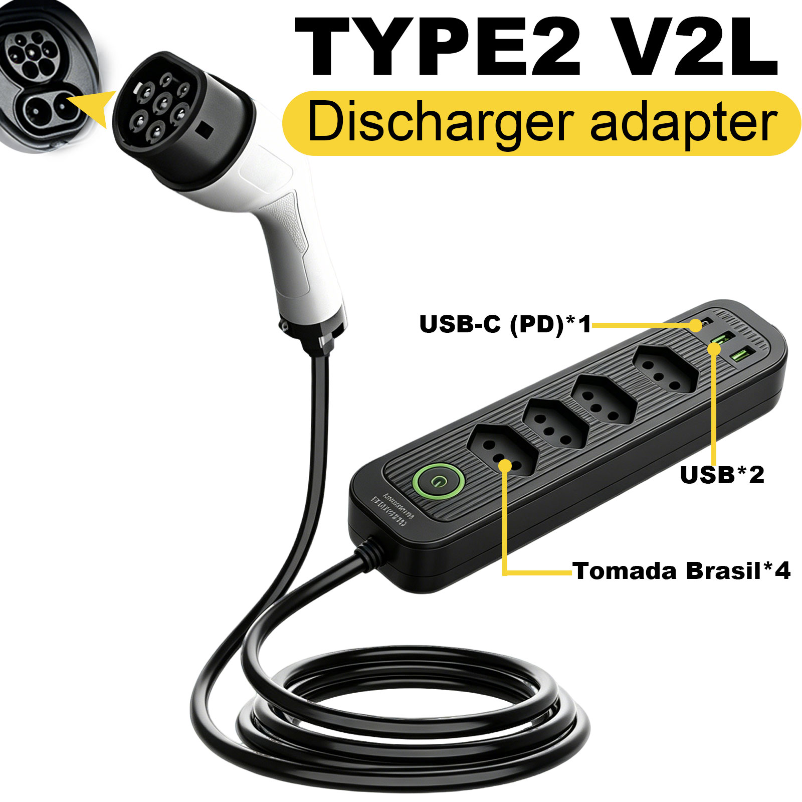 Typ2 V2L Entladeadapter 16A Br – Outdoor Powerwall Bewertung und Preis