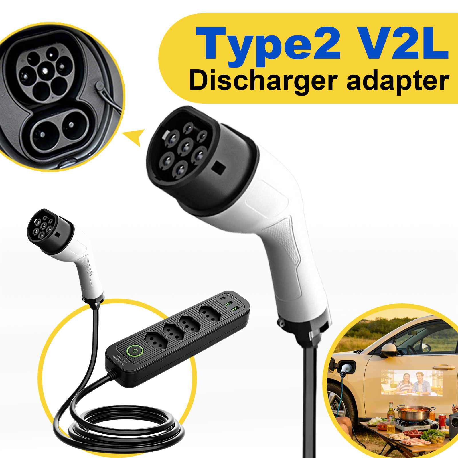 Typ2 V2L Entladeadapter 16A Br – Outdoor Powerwall Bewertung und Preis